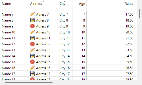 TableView control that displays icons along with the text in a column.