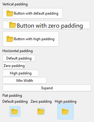 Inner padding on buttons.