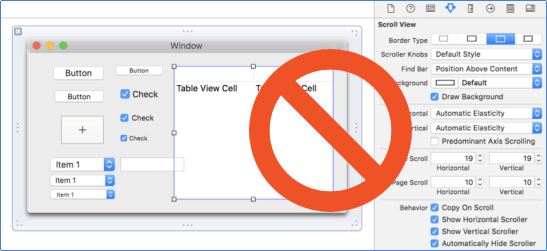 Screenshot of the interface editor included in Xcode.