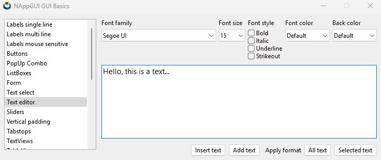 Animación que muestra como se aplica el formato del carácter dentro de un TextView.