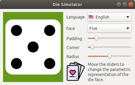 Capture of the Die application in Linux.