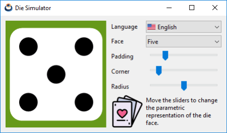 Capture of the Die application in Windows.
