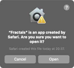 MacOS message before opening a third-party app.