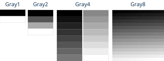 Palettes in shades of gray.