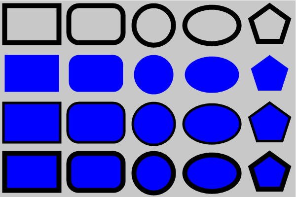 Image with different geometric figures: Stroke and fill.