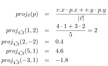 Projection of several points in a vector.