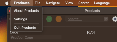Capture of the menu bar of a macOS application.