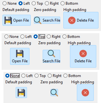 Images and texts on flat buttons.