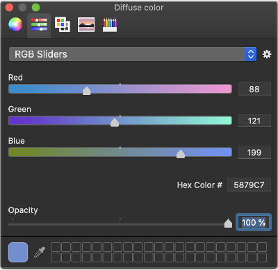 Captura del diálogo de color en macOS.