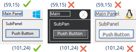 Label and Button controls on Windows, macOS and Linux.