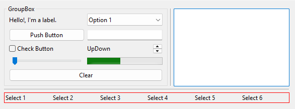 Layouts where an outer border and a groupbox have been drawn.