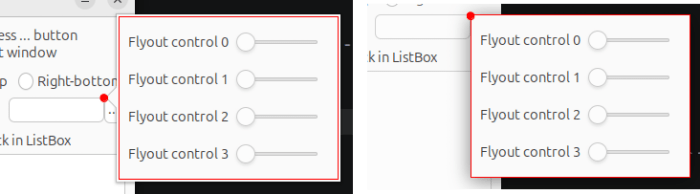 Images comparing the final placement of an overlay window on Wayland and on X11.