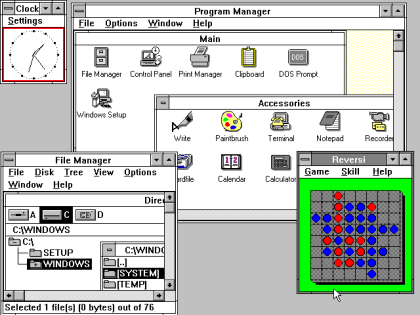 Screenshot of the Windows 3 operating system.