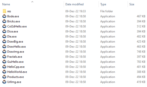 NAppGUI programming examples in its static link version.