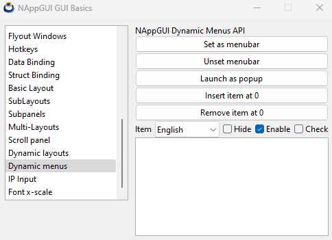Animation of a menu in which elements are added or eliminated.