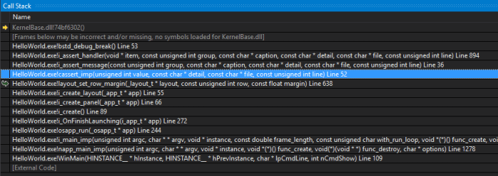 Captura de la pila de llamadas, depurando en Visual Studio