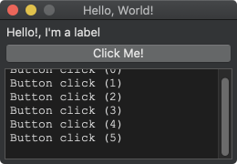 Hello World! corriendo en macOS Mojave.