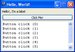 Hello World! running on Windows XP.